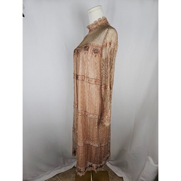 Rina Di Montella Vintage Designer Silk Evening Dress Lace & Beaded Detail Size 8 - Picture 9 of 12